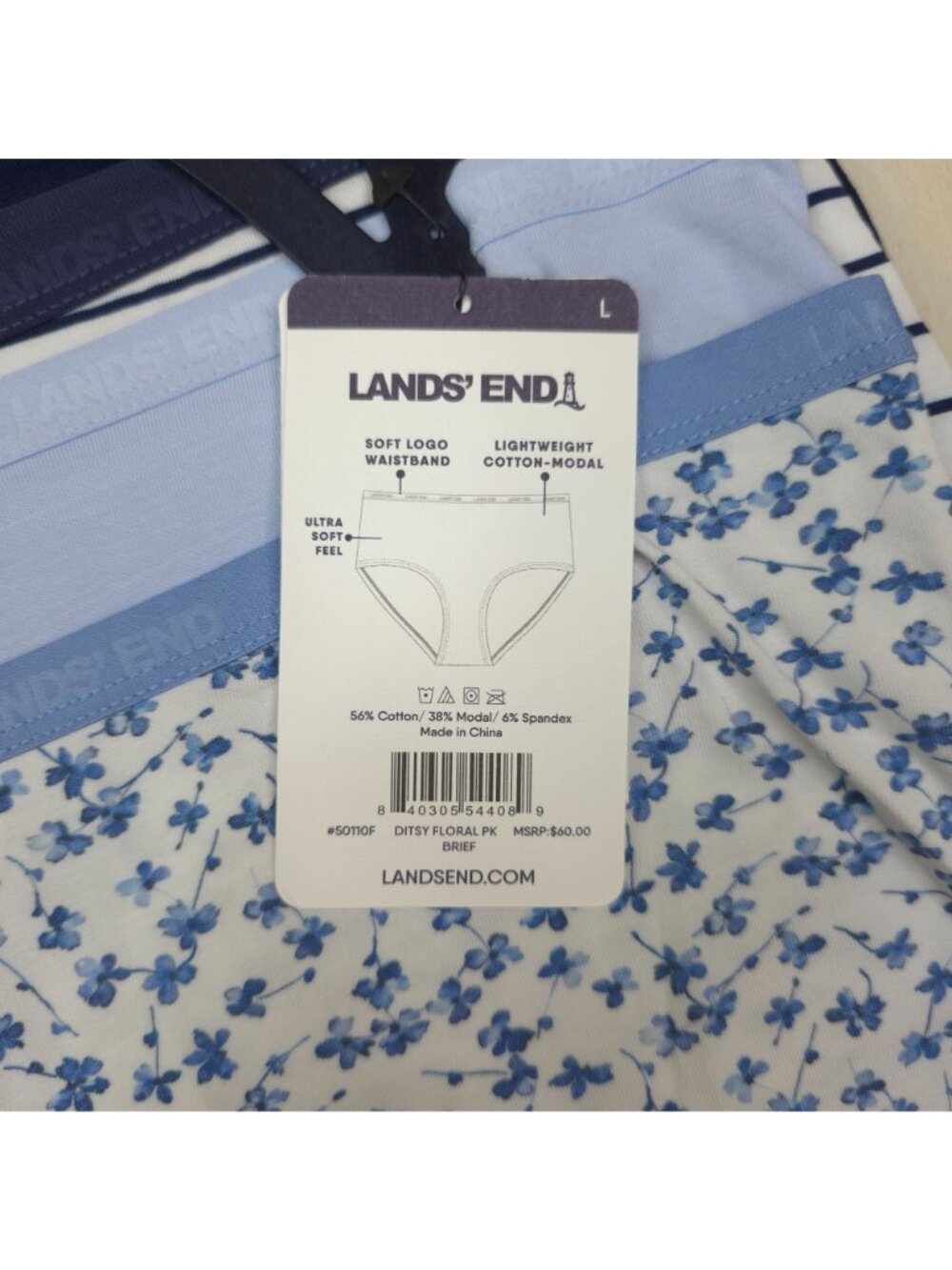 Lands End Womens L Brief Underwear Panties 5-Pack Lightweight Cotton Modal Soft - Picture 6 of 13
